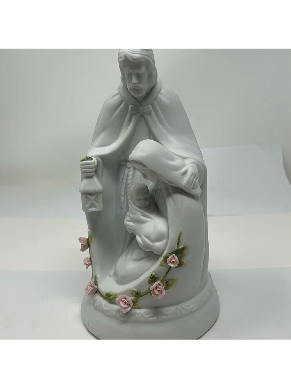 Touch Of Rose" By Roman Holy Family Bisque Music Box Light Porcelain